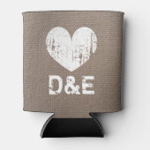 Burlap land chique bruiloft koelboxxen met hart blikjeskoeler (Voorkant)