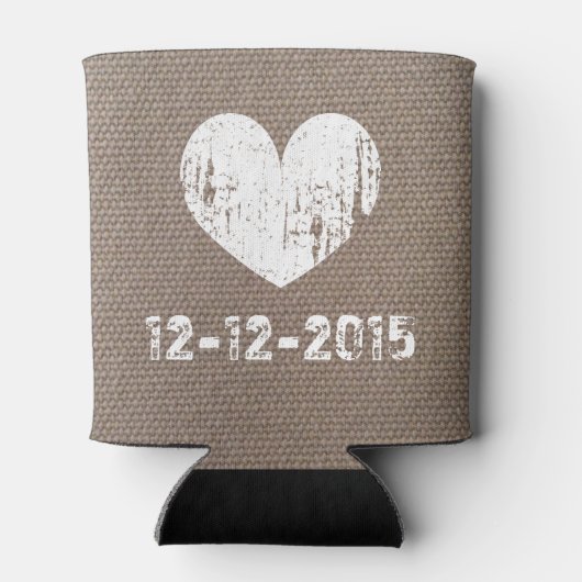 Burlap land chique bruiloft koelboxxen met hart blikjeskoeler (Achterkant)