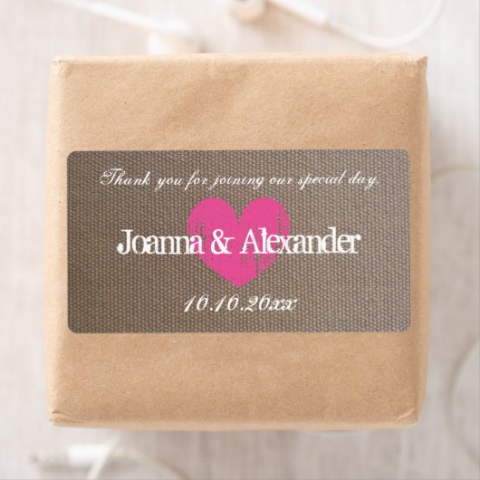 Burlap land chique bruiloft water fles labels (Insitu)