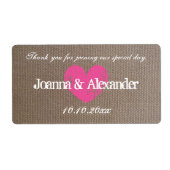 Burlap land chique bruiloft water fles labels (Voorkant)