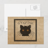 Burlap Le Chat Noir frans zwarte kat Briefkaart (Voorkant / Achterkant)