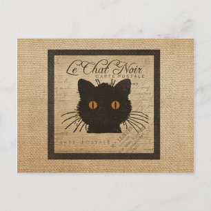 Burlap Le Chat Noir frans zwarte kat Briefkaart