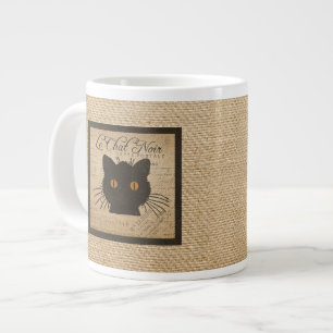 Burlap Le Chat Noir frans zwarte kat Grote Koffiekop