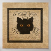 Burlap Le Chat Noir frans zwarte kat Poster (Voorkant)