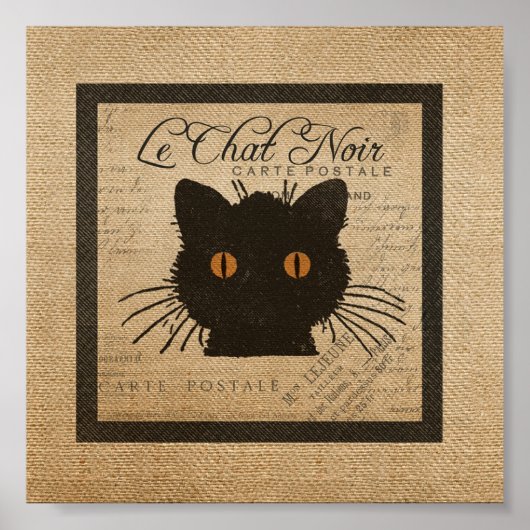 Burlap Le Chat Noir frans zwarte kat Poster (Voorkant)