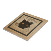 Burlap Le Chat Noir frans zwarte kat Tegeltje (Zijkant)