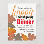 Burlap Leaf, Happy Thanksgiving Dinner Invitation Briefkaart (Voorkant)