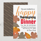 Burlap Leaf, Happy Thanksgiving Dinner Kaart (Voorkant / Achterkant)