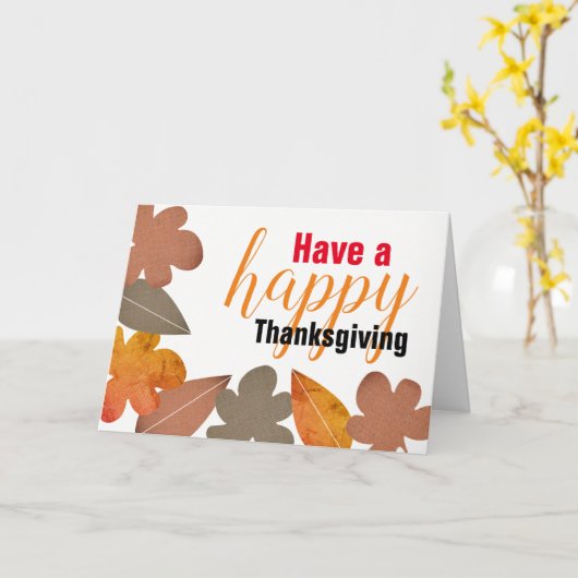 Burlap Leaf, Happy Thanksgiving Kaart (Gele Bloem)