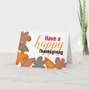 Burlap Leaf, Happy Thanksgiving Kaart