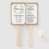 Burlap Leaves Wreath Fall Trouwprogramma Fan Handwaaier (Voorkant en achterkant)