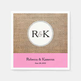 Burlap & Lichtroze Monogrammed Bruiloft Servetten