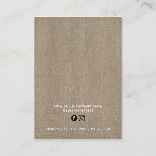 Burlap Lights Ketting Oorbellen Display Kaart Contactkaartje (Achterkant)