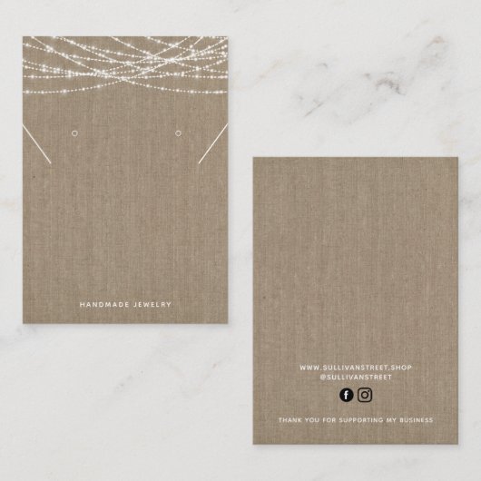 Burlap Lights Ketting Oorbellen Display Kaart Contactkaartje (Voorkant / Achterkant)