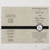 Burlap Linen Black Wedding Program Chic Monogram (Voorkant)