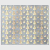 Burlap Linen Cottage Gold Grey Blue-kerstboom Cadeaupapier (Vlak)