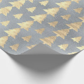 Burlap Linen Cottage Gold Grey Blue-kerstboom Cadeaupapier (Hoek)