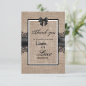 Burlap, linen en arceremonie bedankt je kaart (Staand voorkant)