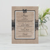 Burlap, Linen en kant, huwelijksmenu Menu (Staand voorkant)
