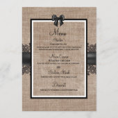 Burlap, Linen en kant, huwelijksmenu Menu (Voorkant)