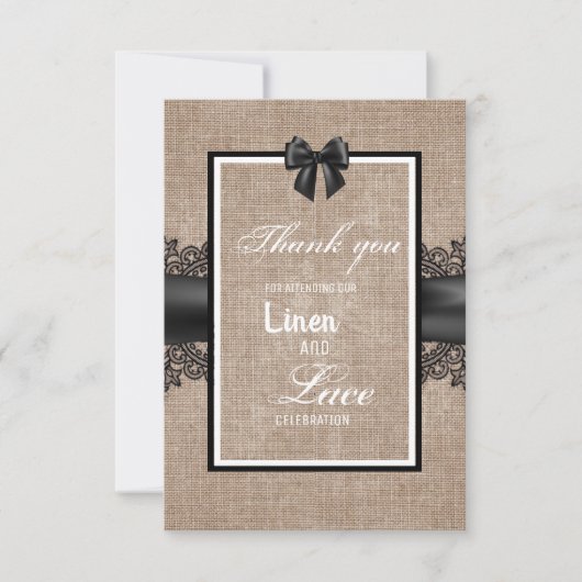 Burlap, Linen en lace bruiloft ceremonie bedankt (Voorkant)