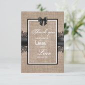 Burlap, Linen en lace bruiloft ceremonie bedankt (Staand voorkant)