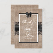 Burlap, Linen en lace bruiloft ceremonie bedankt (Voorkant / Achterkant)