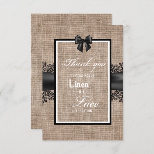 Burlap, Linen en lace bruiloft ceremonie bedankt (Voorkant / Achterkant)