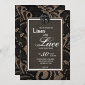 Burlap, Linen en lace bruiloft Kaart (Voorkant / Achterkant)