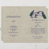 Burlap Linen Peacocks Rustic Wedding Programme (Voorkant / Achterkant)
