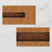 Burlap Linen Rustic Jute look Leather Visitekaartje (Voorkant / Achterkant)