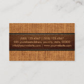 Burlap Linen Rustic Jute look Leather Visitekaartje (Achterkant)