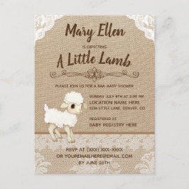 Burlap Little Lamb Baby shower Invitation Briefkaa Uitnodiging Briefkaart