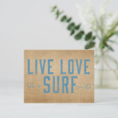 Burlap Live Love Surf Briefkaart (Staand voorkant)