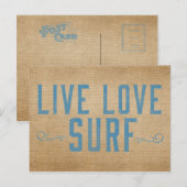 Burlap Live Love Surf Briefkaart (Voorkant / Achterkant)