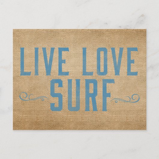 Burlap Live Love Surf Briefkaart (Voorkant)