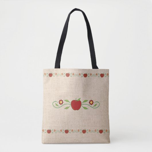 Burlap look met  Apples-leraren Tote Bag (Voorkant)