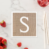 Burlap Look Monogram Rustiek Land Custom Wedding Servet (Insitu)