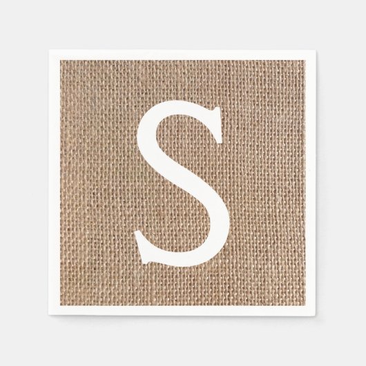 Burlap Look Monogram Rustiek Land Custom Wedding Servet (Voorkant)