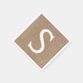 Burlap Look Monogram Rustiek Land Custom Wedding Servet (Hoek)