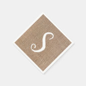 Burlap Look Monogram Script Bruiloft Servet (Hoek)