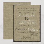 Burlap Look Rustic Wedding Kaart (Voorkant / Achterkant)