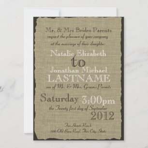 Burlap Look Rustic Wedding Kaart