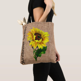 Burlap look Sunflower Canvas tas