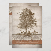 Burlap Love Tree Rustic Country Wedding Uitnodigen Kaart (Voorkant / Achterkant)