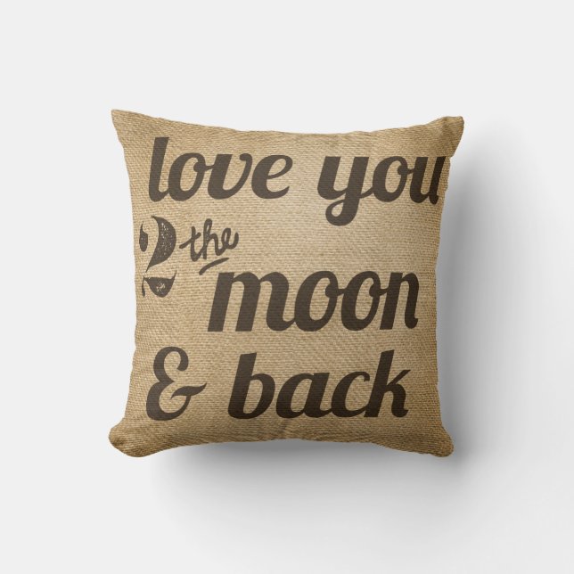 Burlap Love You 2 the Moon Back Lesbian Custom Kussen (Voorkant)