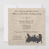  Burlap Mad Hatters Tea Party Birthday Kaart (Achterkant)