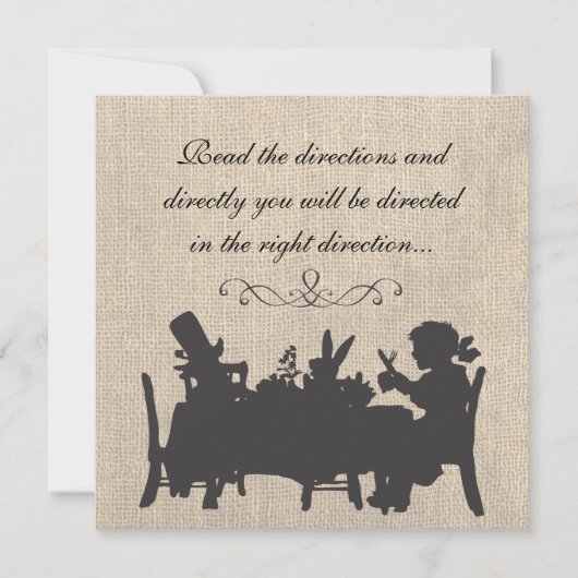 Burlap Mad Hatters Tea Party Birthday Kaart (Voorkant)