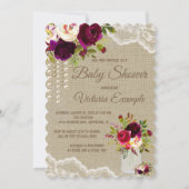 Burlap Mason Jar Baby Girl Douche Uitnodigingen (Achterkant)