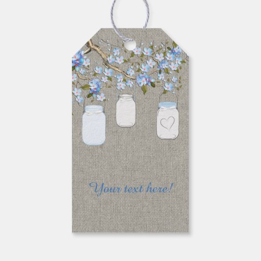 Burlap Mason Jar-Baby shower Cadeaulabel (Achterkant)